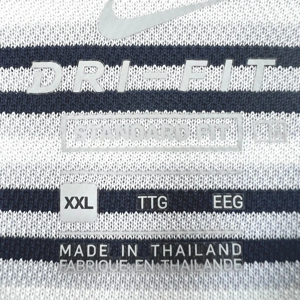 Nike Dri-FIT Polo Shirt Mens XXL Blue White Striped Short Sleeve Golf Top Casual